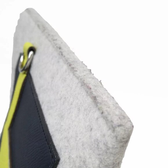 HERMES TooDoo Clutchbag gray x navy x yellow felt/VeauEpsom Leather - Picture 4 of 13